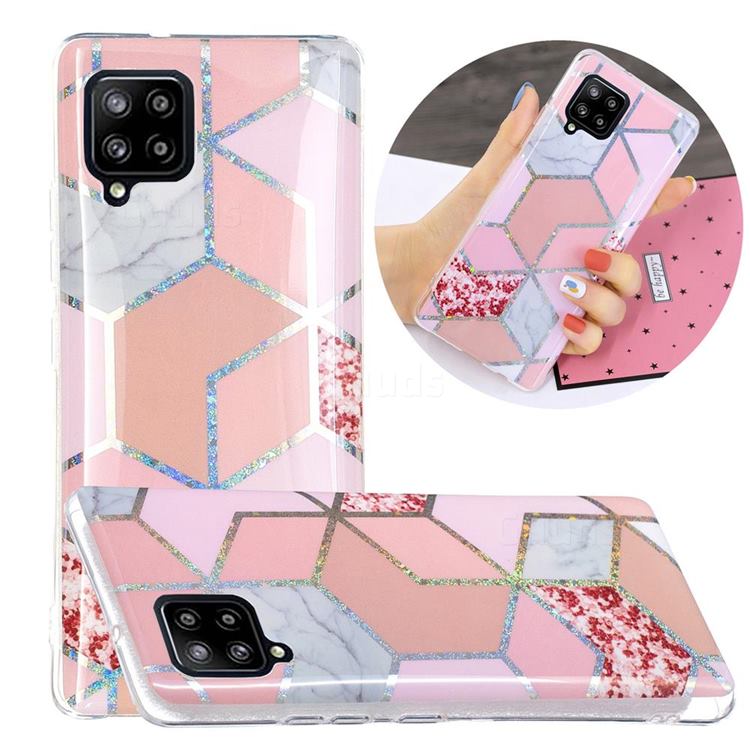 Pink Marble Painted Galvanized Electroplating Soft Phone Case Cover for Samsung Galaxy A42 5G