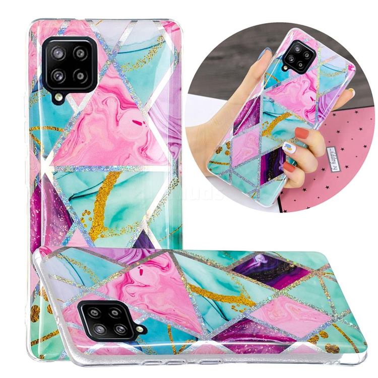 Triangular Marble Painted Galvanized Electroplating Soft Phone Case Cover for Samsung Galaxy A42 5G