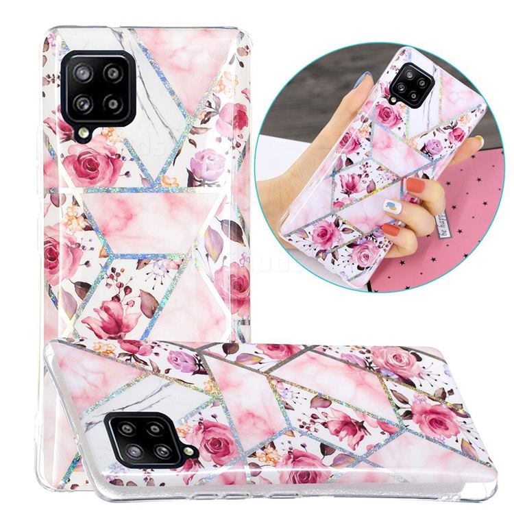 Rose Flower Painted Galvanized Electroplating Soft Phone Case Cover for Samsung Galaxy A42 5G