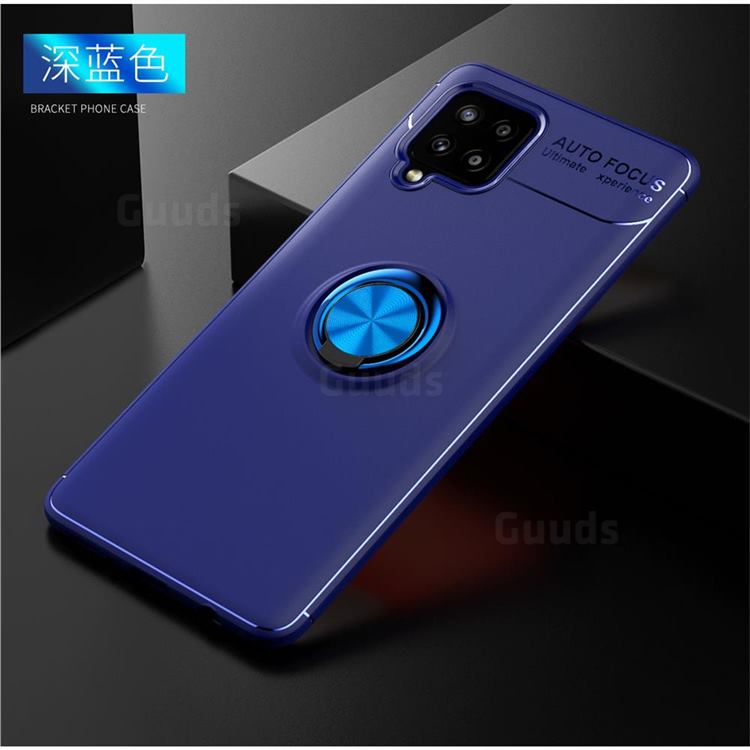 Auto Focus Invisible Ring Holder Soft Phone Case for Samsung Galaxy A42 5G - Blue