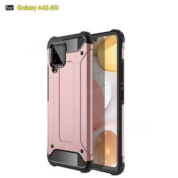 King Kong Armor Premium Shockproof Dual Layer Rugged Hard Cover for Samsung Galaxy A42 5G - Rose Gold