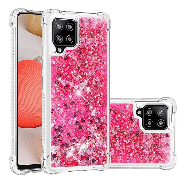 Dynamic Liquid Glitter Sand Quicksand TPU Case for Samsung Galaxy A42 5G - Pink Love Heart