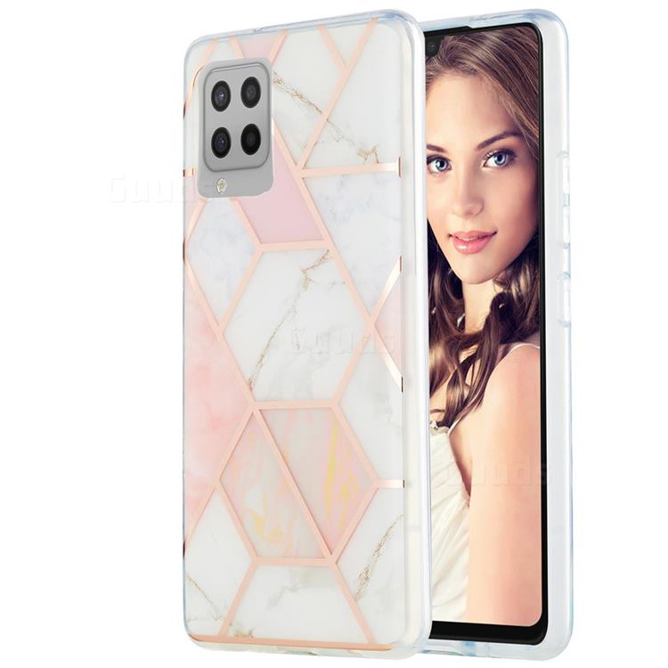Pink White Marble Pattern Galvanized Electroplating Protective Case Cover for Samsung Galaxy A42 5G