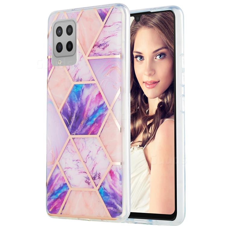 Purple Dream Marble Pattern Galvanized Electroplating Protective Case Cover for Samsung Galaxy A42 5G