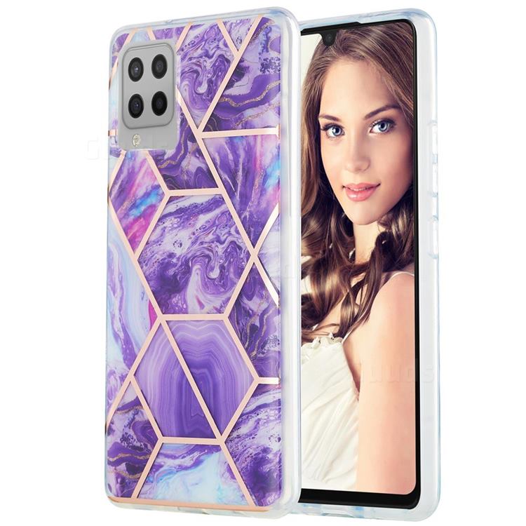 Purple Gagic Marble Pattern Galvanized Electroplating Protective Case Cover for Samsung Galaxy A42 5G