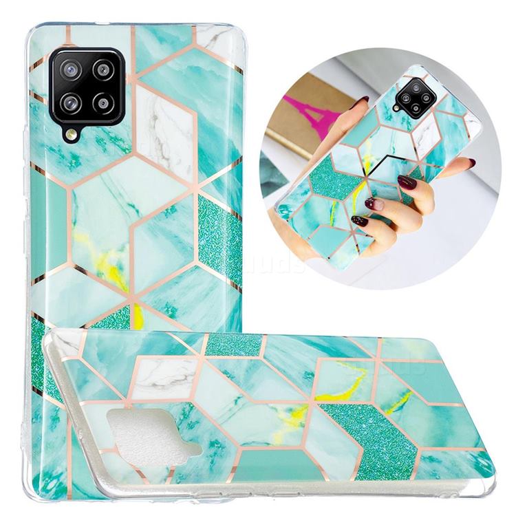 Green Glitter Painted Marble Electroplating Protective Case for Samsung Galaxy A42 5G