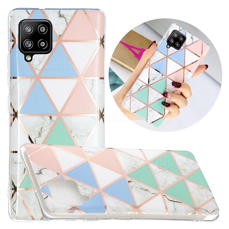 Fresh Triangle Painted Marble Electroplating Protective Case for Samsung Galaxy A42 5G