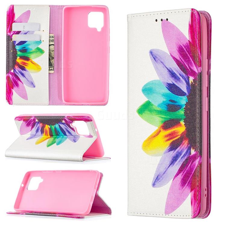 Sun Flower Slim Magnetic Attraction Wallet Flip Cover for Samsung Galaxy A42 5G