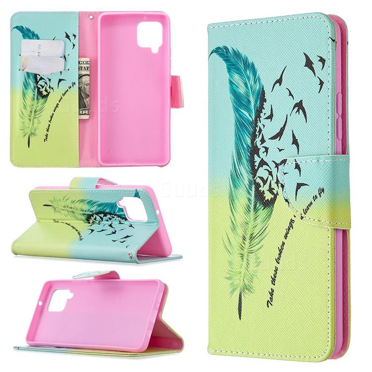 Feather Bird Leather Wallet Case for Samsung Galaxy A42 5G