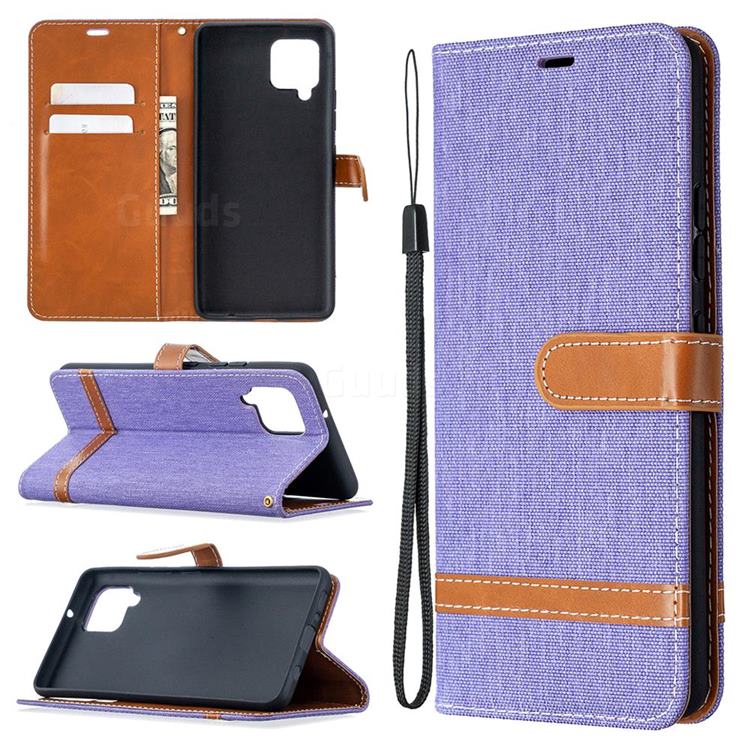Jeans Cowboy Denim Leather Wallet Case for Samsung Galaxy A42 5G - Purple