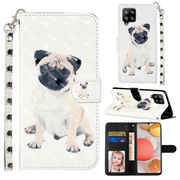 Pug Dog 3D Leather Phone Holster Wallet Case for Samsung Galaxy A42 5G