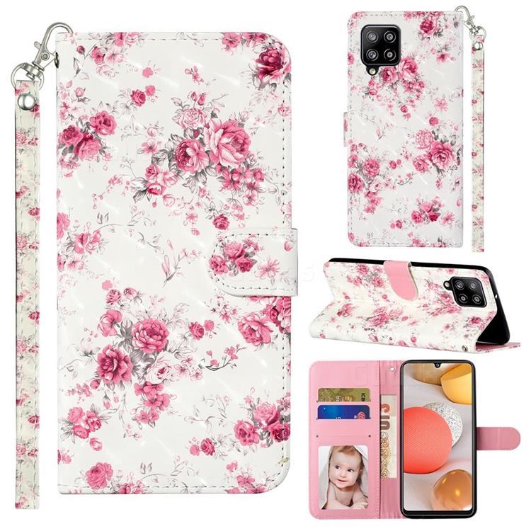 Rambler Rose Flower 3D Leather Phone Holster Wallet Case for Samsung Galaxy A42 5G