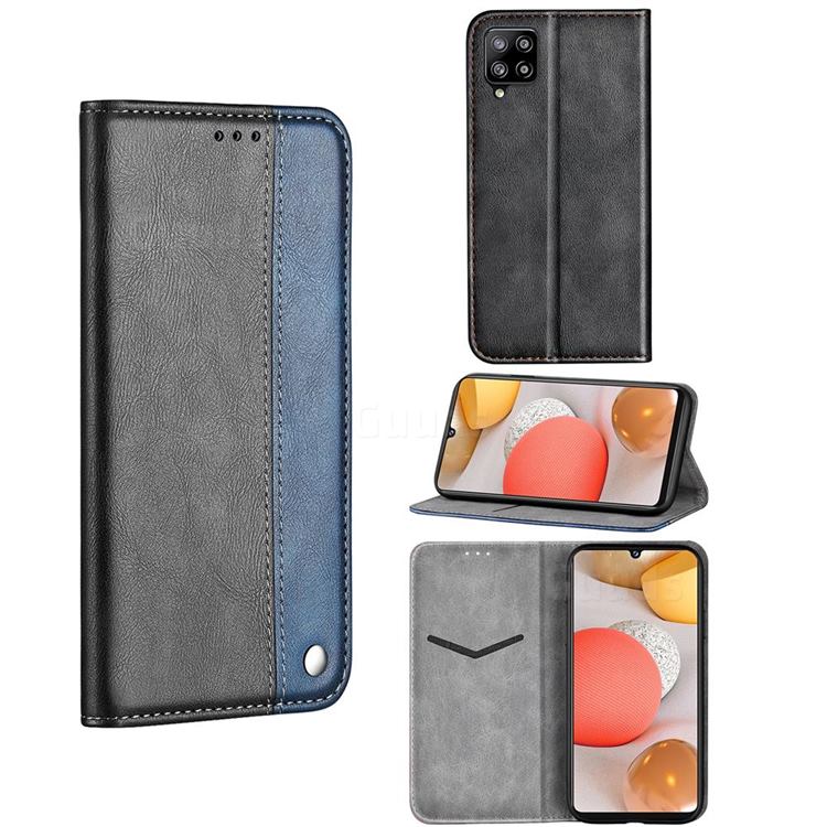 Classic Business Ultra Slim Magnetic Sucking Stitching Flip Cover for Samsung Galaxy A42 5G - Blue