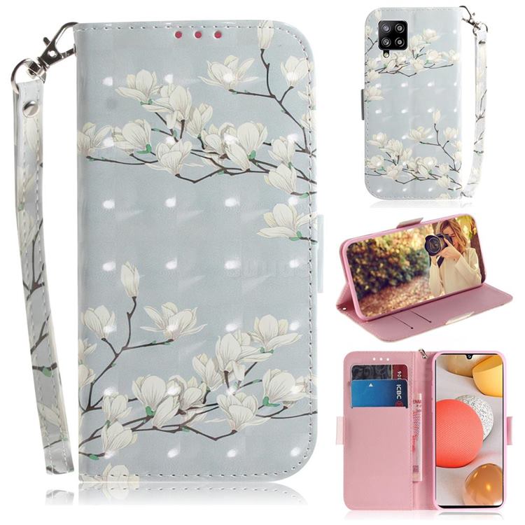Magnolia Flower 3D Painted Leather Wallet Phone Case for Samsung Galaxy A42 5G