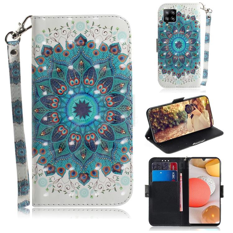 Peacock Mandala 3D Painted Leather Wallet Phone Case for Samsung Galaxy A42 5G
