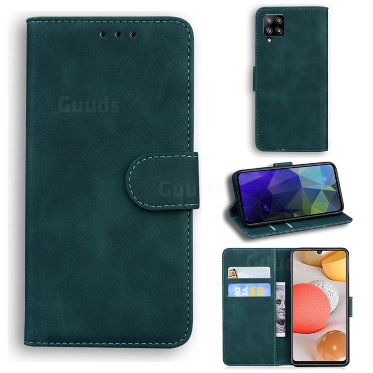 Retro Classic Skin Feel Leather Wallet Phone Case for Samsung Galaxy A42 5G - Green