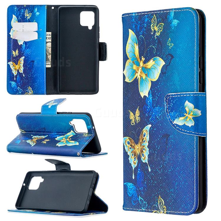 Golden Butterflies Leather Wallet Case for Samsung Galaxy A42 5G