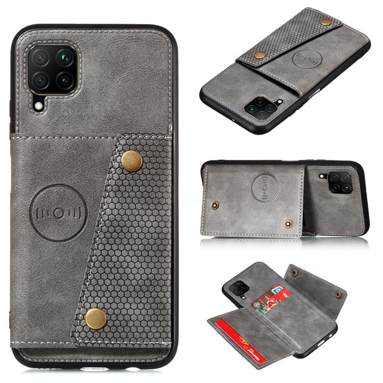 Retro Multifunction Card Slots Stand Leather Coated Phone Back Cover for Samsung Galaxy A42 5G - Gray