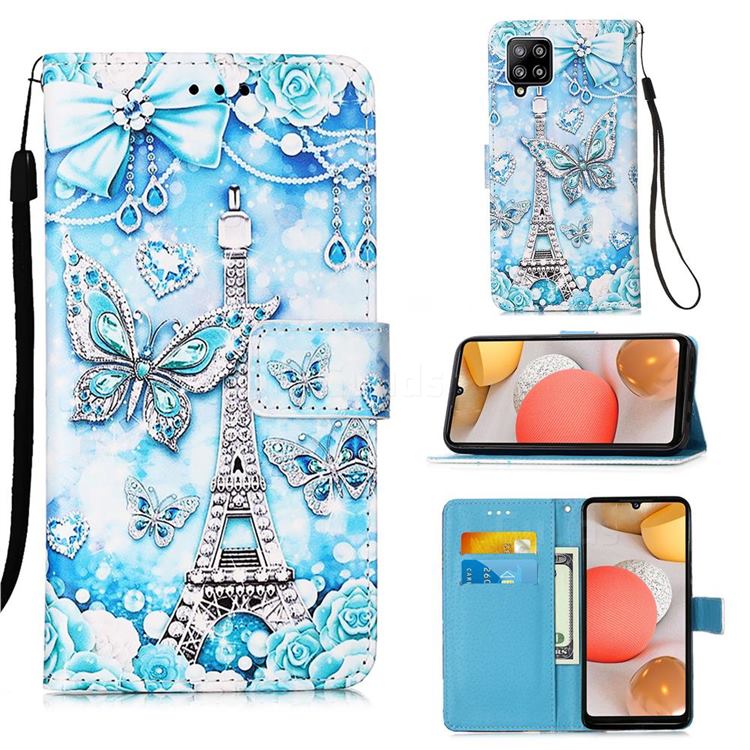 Tower Butterfly Matte Leather Wallet Phone Case for Samsung Galaxy A42 5G