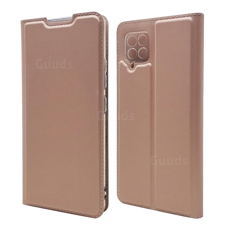 Ultra Slim Card Magnetic Automatic Suction Leather Wallet Case for Samsung Galaxy A42 5G - Rose Gold