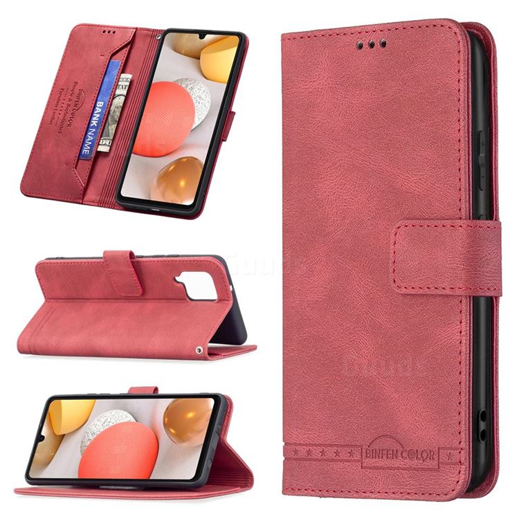 Binfen Color RFID Blocking Leather Wallet Case for Samsung Galaxy A42 5G - Red