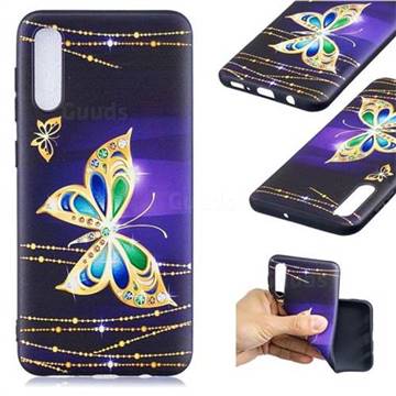 Golden Shining Butterfly 3D Embossed Relief Black Soft Back Cover for Samsung Galaxy A50