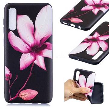 Lotus Flower 3D Embossed Relief Black Soft Back Cover for Samsung Galaxy A50