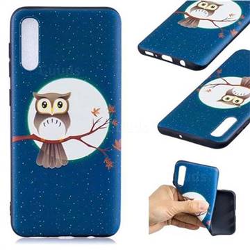 Moon and Owl 3D Embossed Relief Black Soft Back Cover for Samsung Galaxy A50
