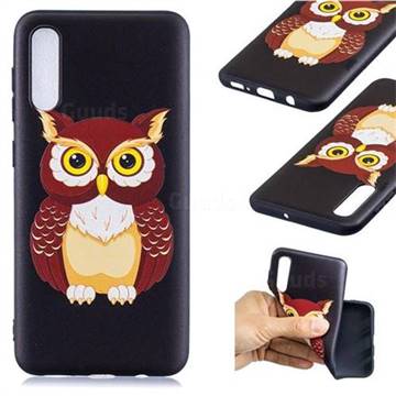 Big Owl 3D Embossed Relief Black Soft Back Cover for Samsung Galaxy A50