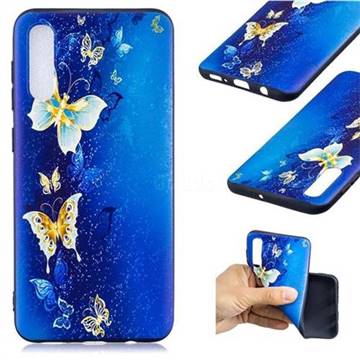 Golden Butterflies 3D Embossed Relief Black Soft Back Cover for Samsung Galaxy A50