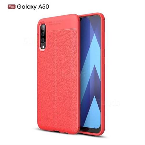Luxury Auto Focus Litchi Texture Silicone TPU Back Cover for Samsung Galaxy A50 - Red