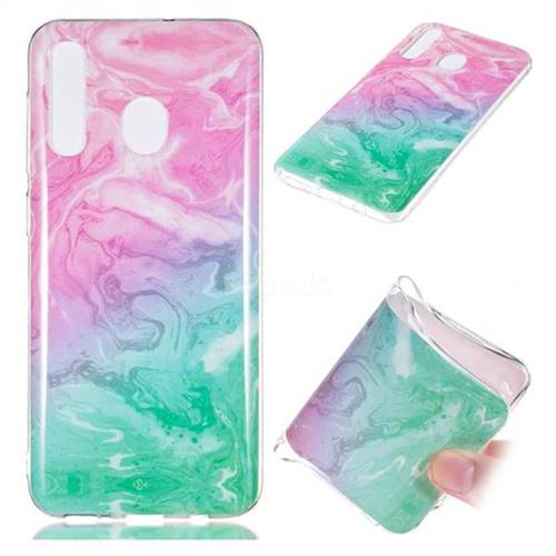 Pink Green Soft TPU Marble Pattern Case for Samsung Galaxy A50