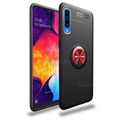 Auto Focus Invisible Ring Holder Soft Phone Case for Samsung Galaxy A50 - Black Red