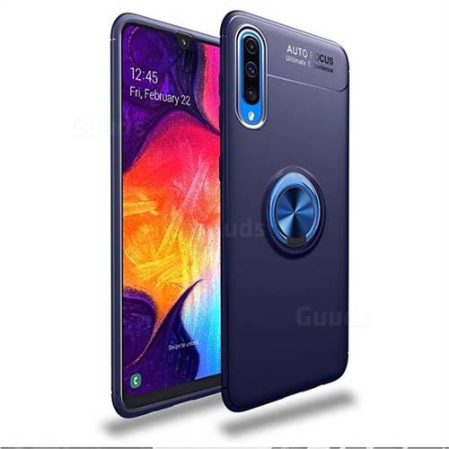 Auto Focus Invisible Ring Holder Soft Phone Case for Samsung Galaxy A50 - Blue