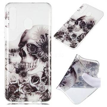 Black Flower Skull Super Clear Soft TPU Back Cover for Samsung Galaxy A50