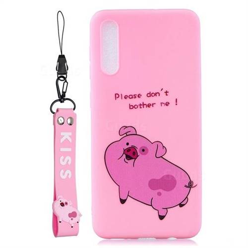 Pink Cute Pig Soft Kiss Candy Hand Strap Silicone Case for Samsung