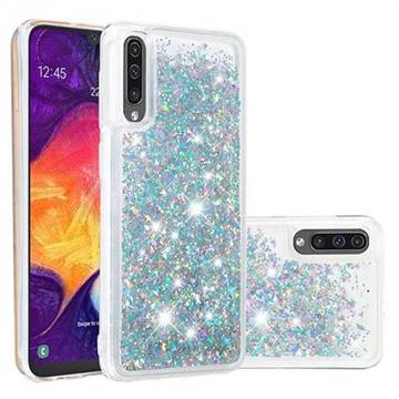 Dynamic Liquid Glitter Quicksand Sequins TPU Phone Case for Samsung Galaxy A50 - Silver