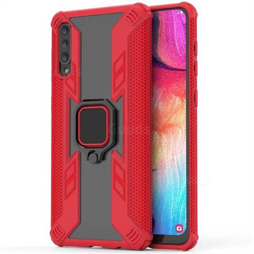 Predator Armor Metal Ring Grip Shockproof Dual Layer Rugged Hard Cover for Samsung Galaxy A50 - Red