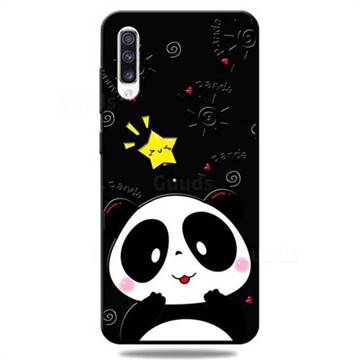 Cute Bear 3D Embossed Relief Black TPU Cell Phone Back Cover for Samsung Galaxy A50