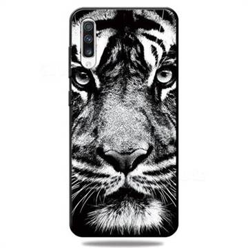 White Tiger 3D Embossed Relief Black TPU Cell Phone Back Cover for Samsung Galaxy A50