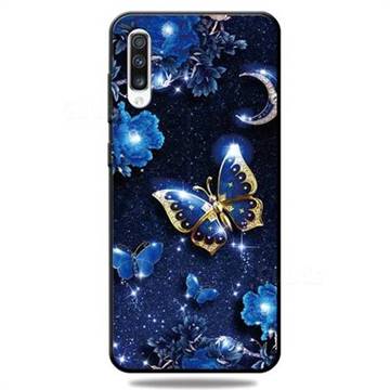 Phnom Penh Butterfly 3D Embossed Relief Black TPU Cell Phone Back Cover for Samsung Galaxy A50