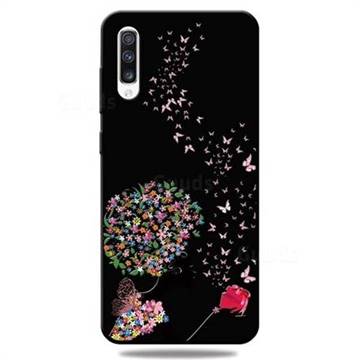 Corolla Girl 3D Embossed Relief Black TPU Cell Phone Back Cover for Samsung Galaxy A50