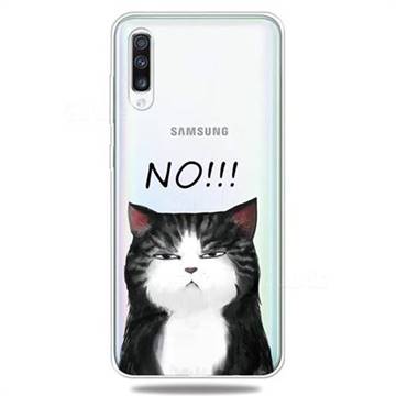 Cat Say No Clear Varnish Soft Phone Back Cover for Samsung Galaxy A50