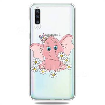 Tiny Pink Elephant Clear Varnish Soft Phone Back Cover for Samsung Galaxy A50