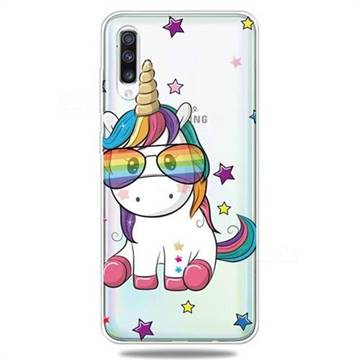 Glasses Unicorn Clear Varnish Soft Phone Back Cover for Samsung Galaxy A50