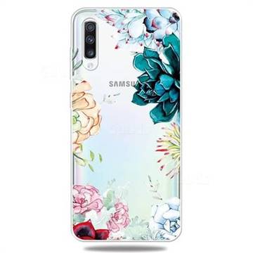 Gem Flower Clear Varnish Soft Phone Back Cover for Samsung Galaxy A50
