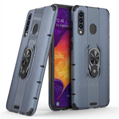 Alita Battle Angel Armor Metal Ring Grip Shockproof Dual Layer Rugged Hard Cover for Samsung Galaxy A50 - Blue