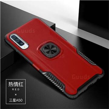Knight Armor Anti Drop PC + Silicone Invisible Ring Holder Phone Cover for Samsung Galaxy A50 - Red