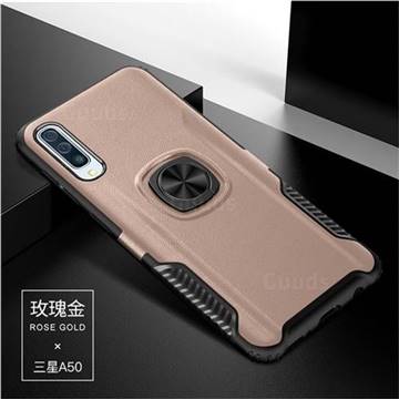Knight Armor Anti Drop PC + Silicone Invisible Ring Holder Phone Cover for Samsung Galaxy A50 - Rose Gold