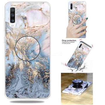 Golden Gray Marble Pop Stand Holder Varnish Phone Cover for Samsung Galaxy A50